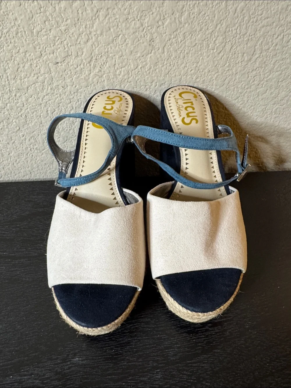 Circus by Sam Edelman Cream and Blue Espadrille Platform Sandals